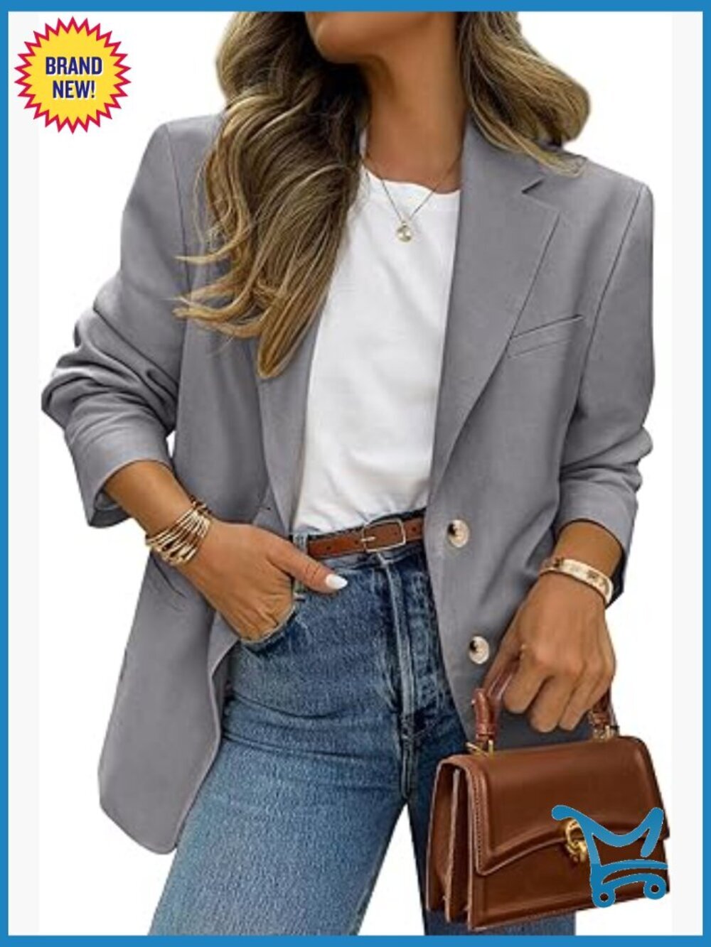 Open Front Lapel Blazer with Pockets Business Casual Suit Jacket Work